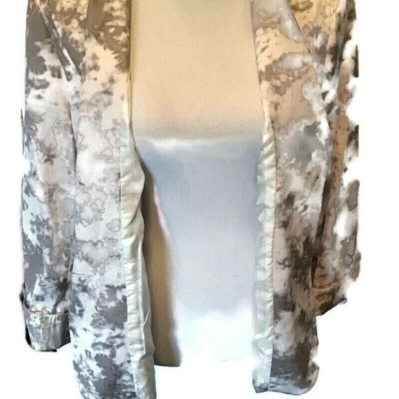 Robert Kitchen Canada Womens Blazer Jacket White and Taupe Button Size 14 Care - Picture 6 of 9